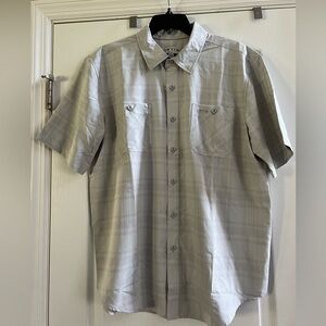 Men’s Orvis Classic Collection Button Down Short Sleeve Gray plaid. Size L